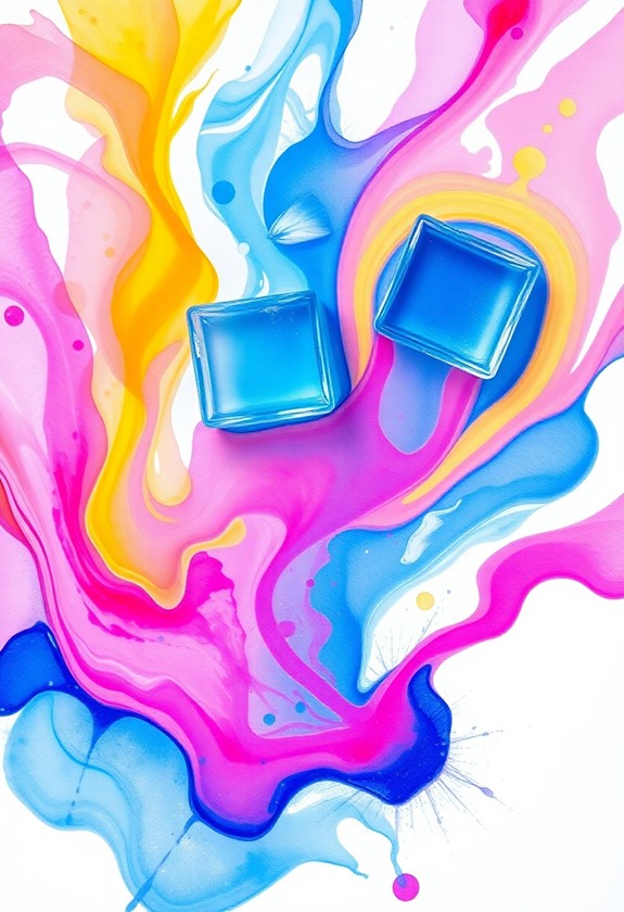 artistic watercolor ice cubes