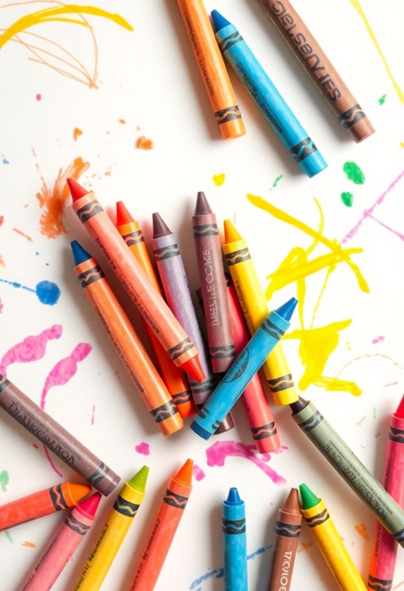chalky texture colorful crayons