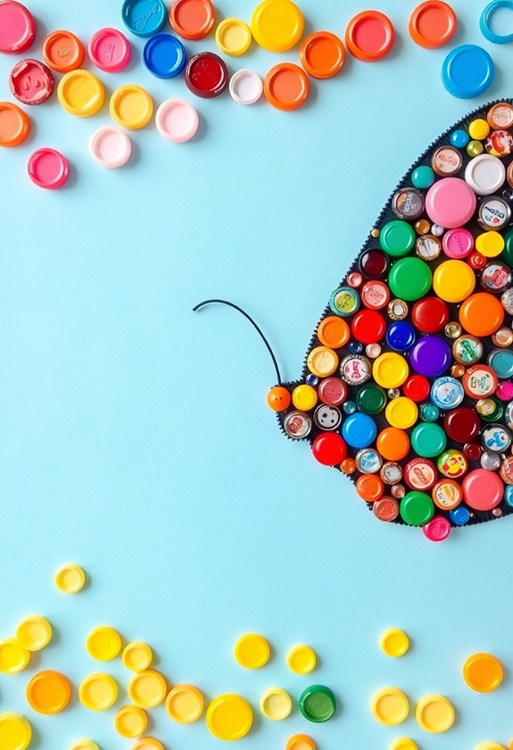colorful bottle cap art