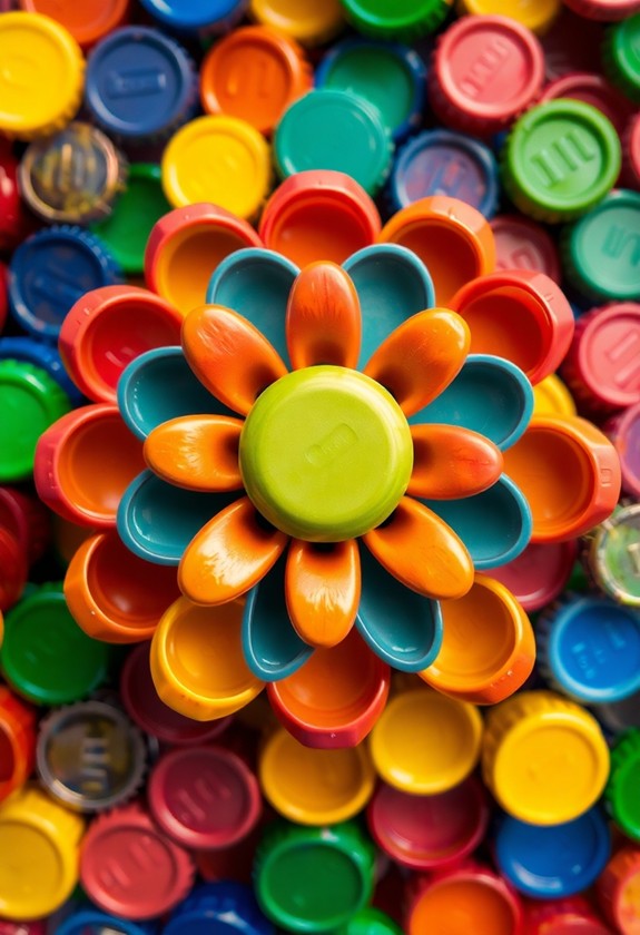 colorful bottle cap art