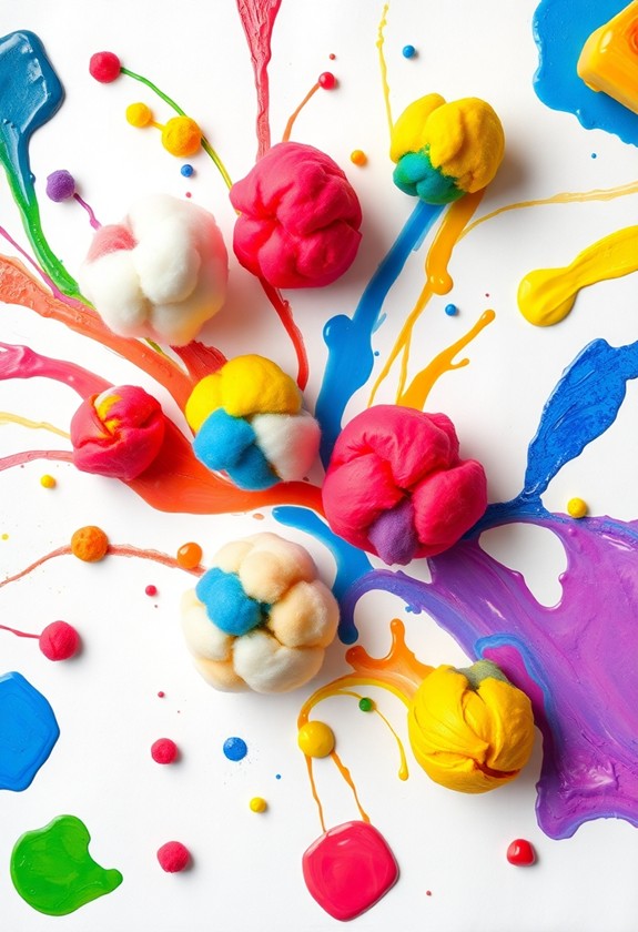 colorful cotton ball art