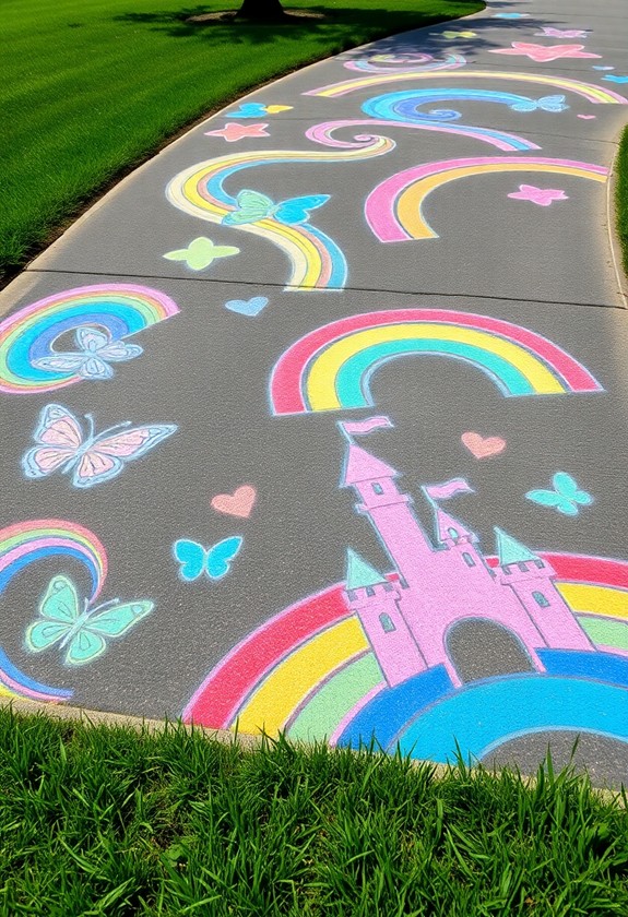 colorful pavement art creations