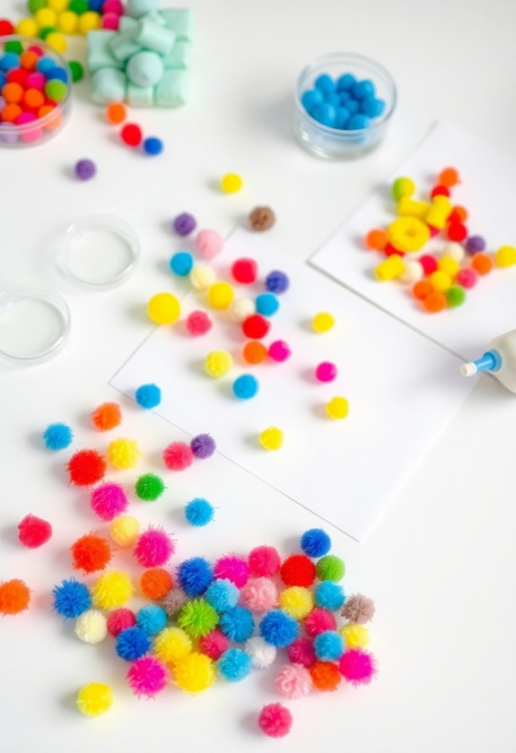 colorful pom pom crafts