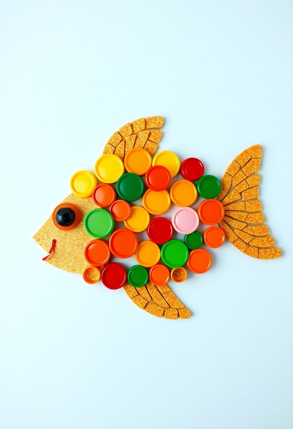 colorful recycled lid creations