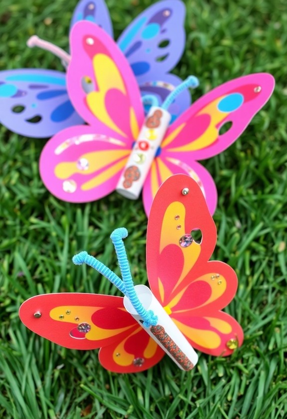 crafting toilet paper butterflies