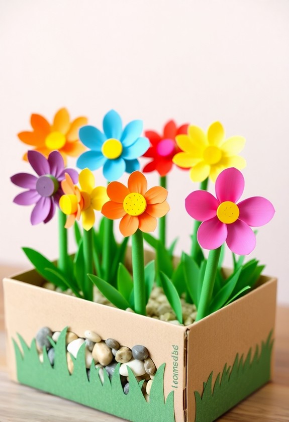 diy cardboard flower garden