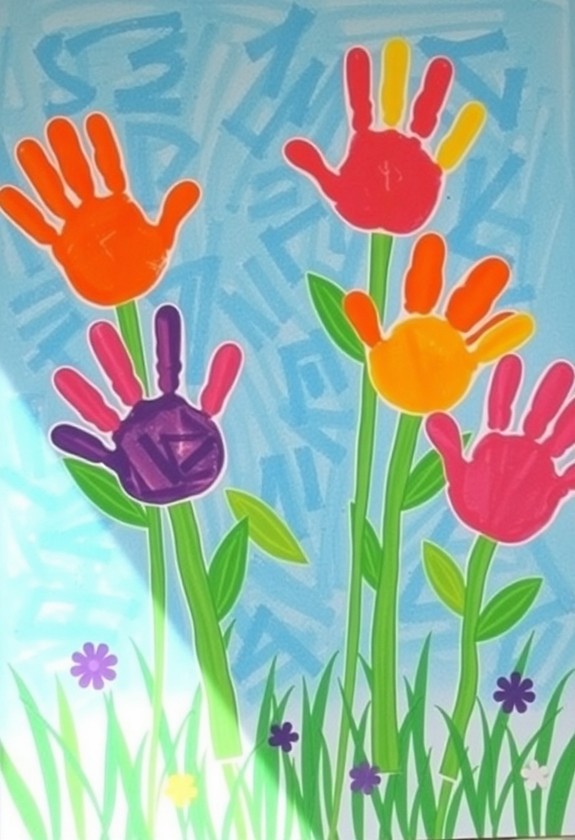 handprint flower garden art