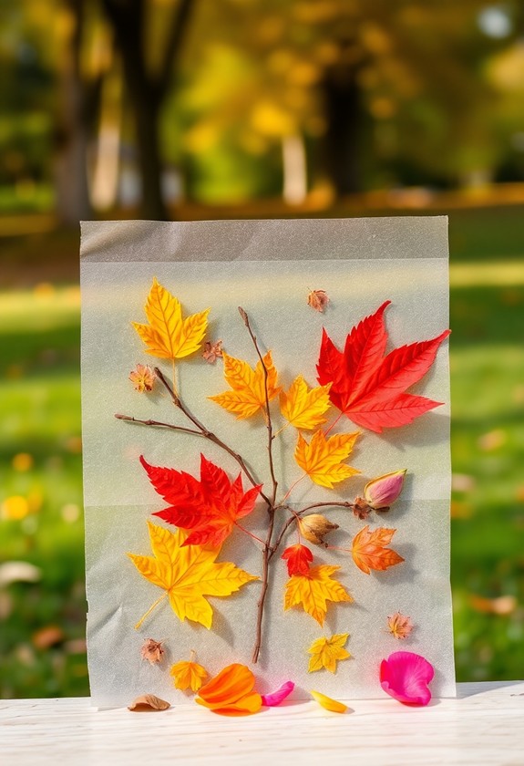nature collages using contact paper