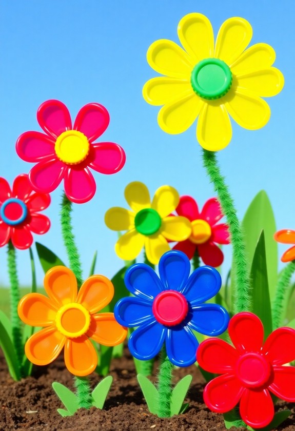 recycled bottles blossoming beautification