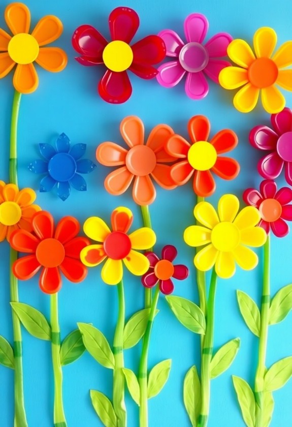 recycled bottles flower display