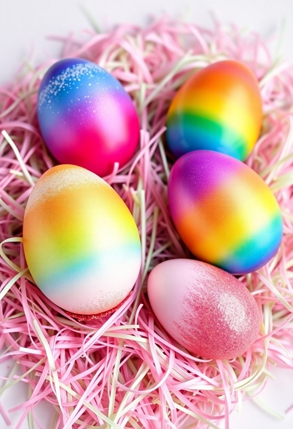 sparkling colorful egg decorations