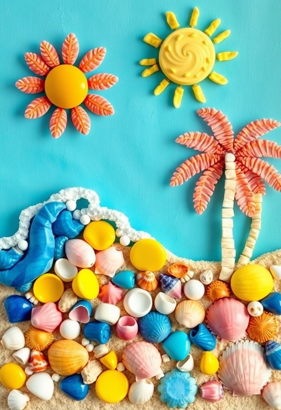 summer beach seashells scene