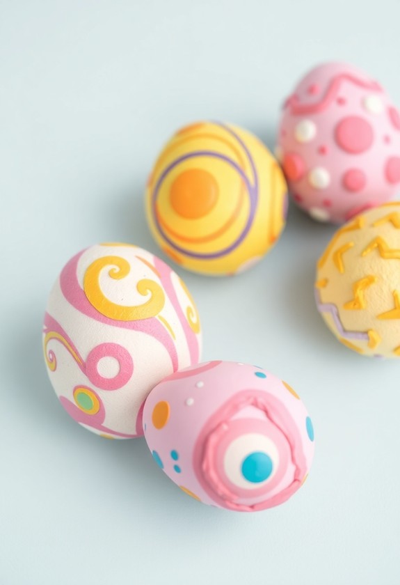 textured puffy paint eggs