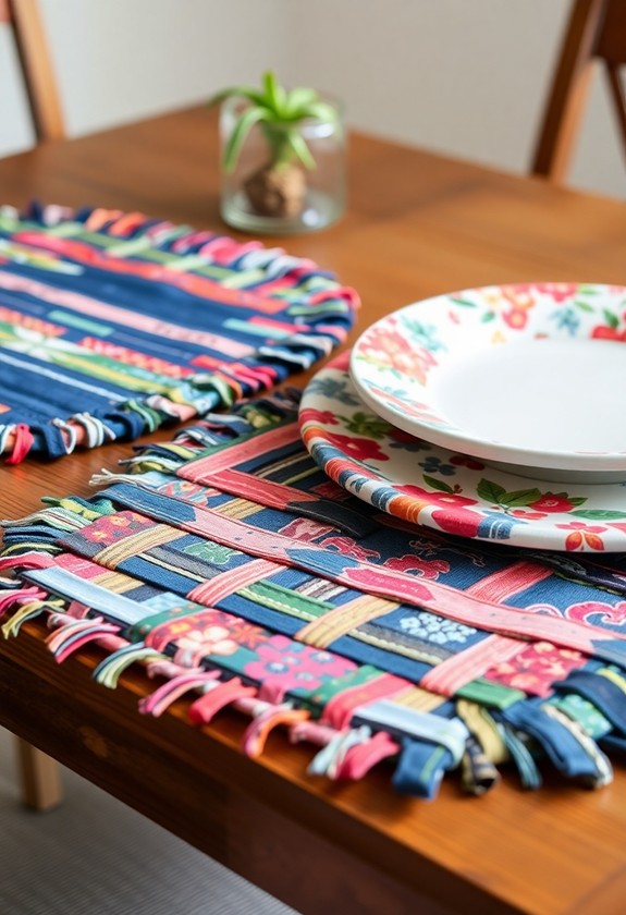 textured woven fabric placemats