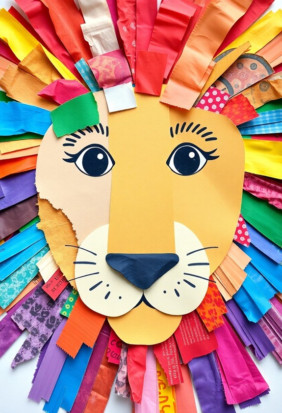 torn paper animal art