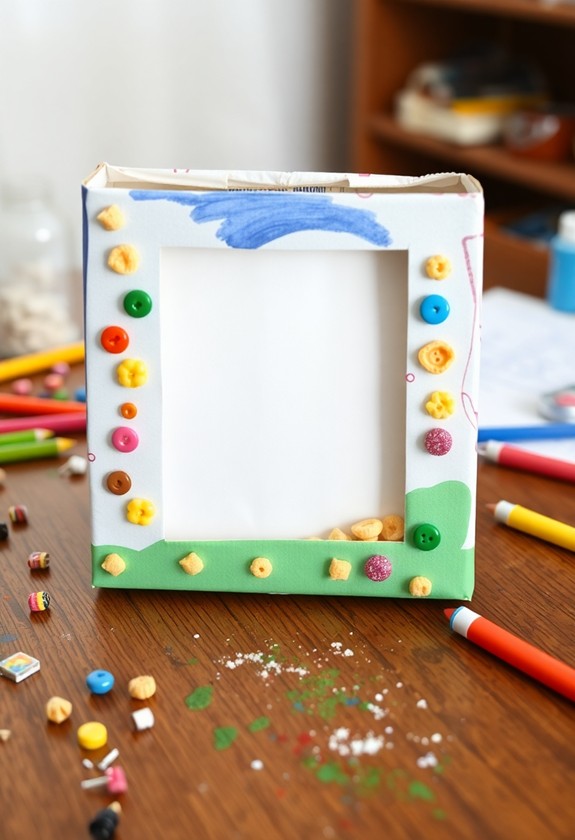 upcycled cereal box frames