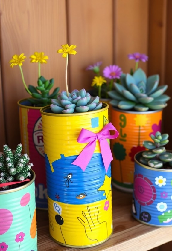 upcycled tin can gardens