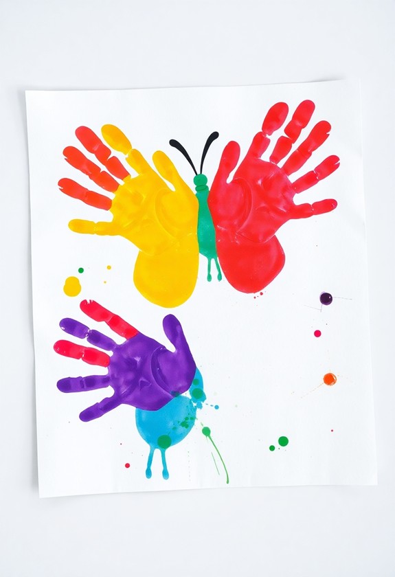vibrant handprint butterfly crafts