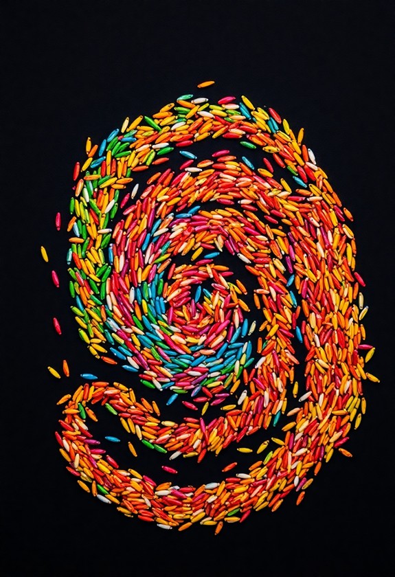 vibrant rice art creation