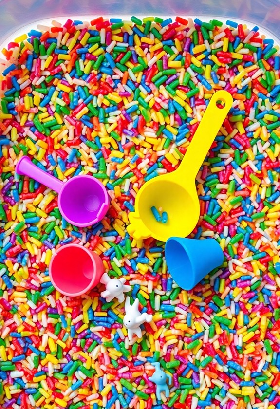 vibrant rice sensory play