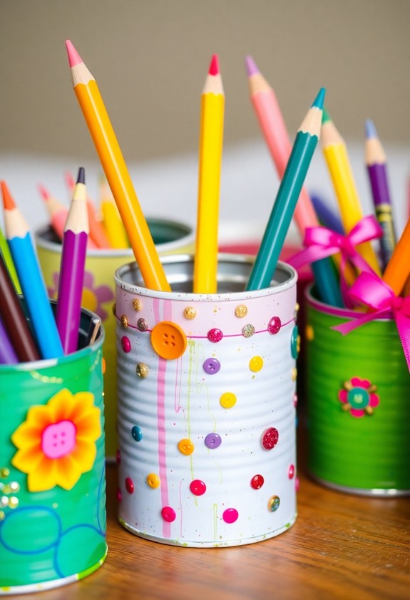 vibrant tin can organizers