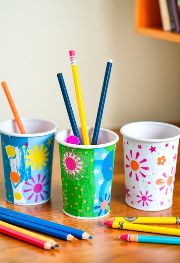 yogurt container pencil organizers